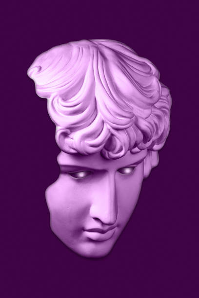 istock Collage with plaster antique sculpture of human face in a pop art style. Modern creative concept image with ancient statue head. Zine culture. Contemporary art poster. Funky minimalism. Retro design. 1306338423