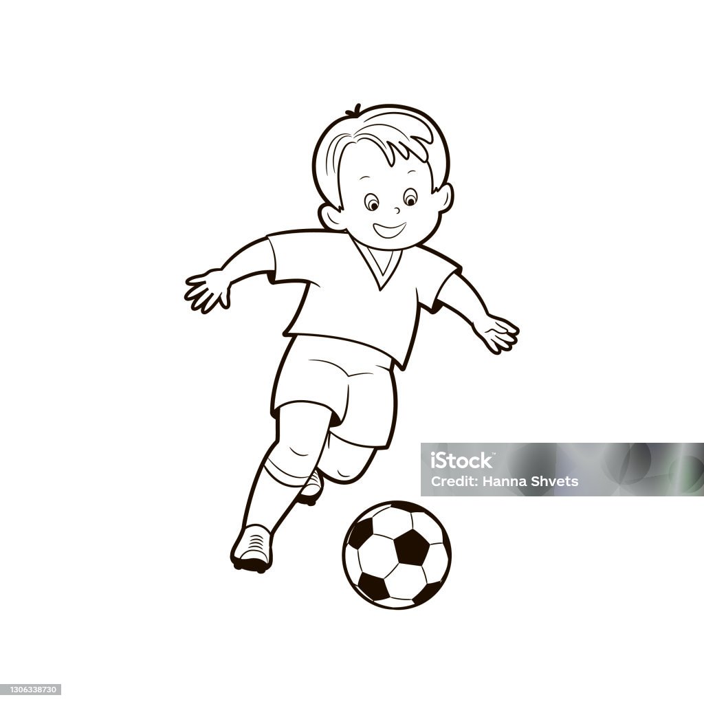 Sách Tô Màu Cầu Thủ Bóng Đá Nam Đá Bóng Trên Sân Bóng Đá Vector ...