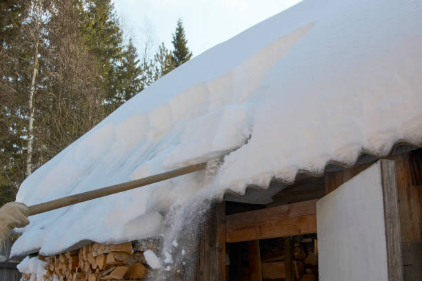 istock Wooden cottage covered with snow, close-up 1306340104