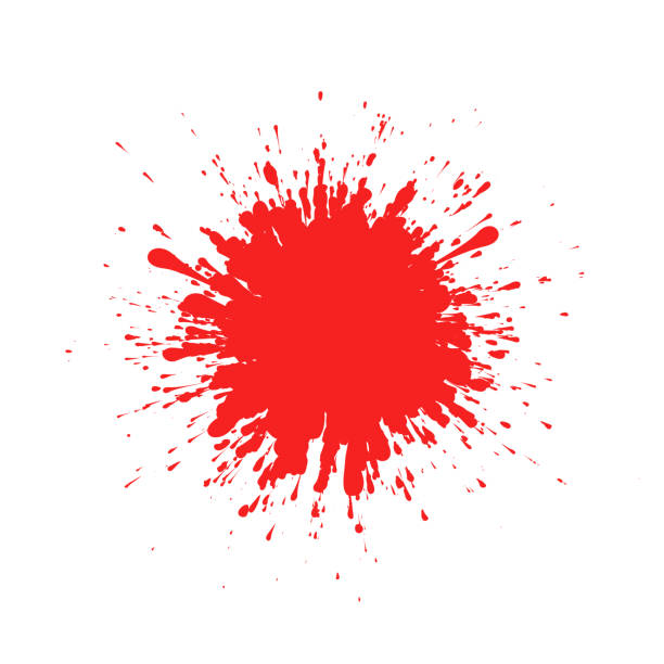 ilustrações de stock, clip art, desenhos animados e ícones de red ink splatter on white background formed by individual particles. - splashing juice liquid red