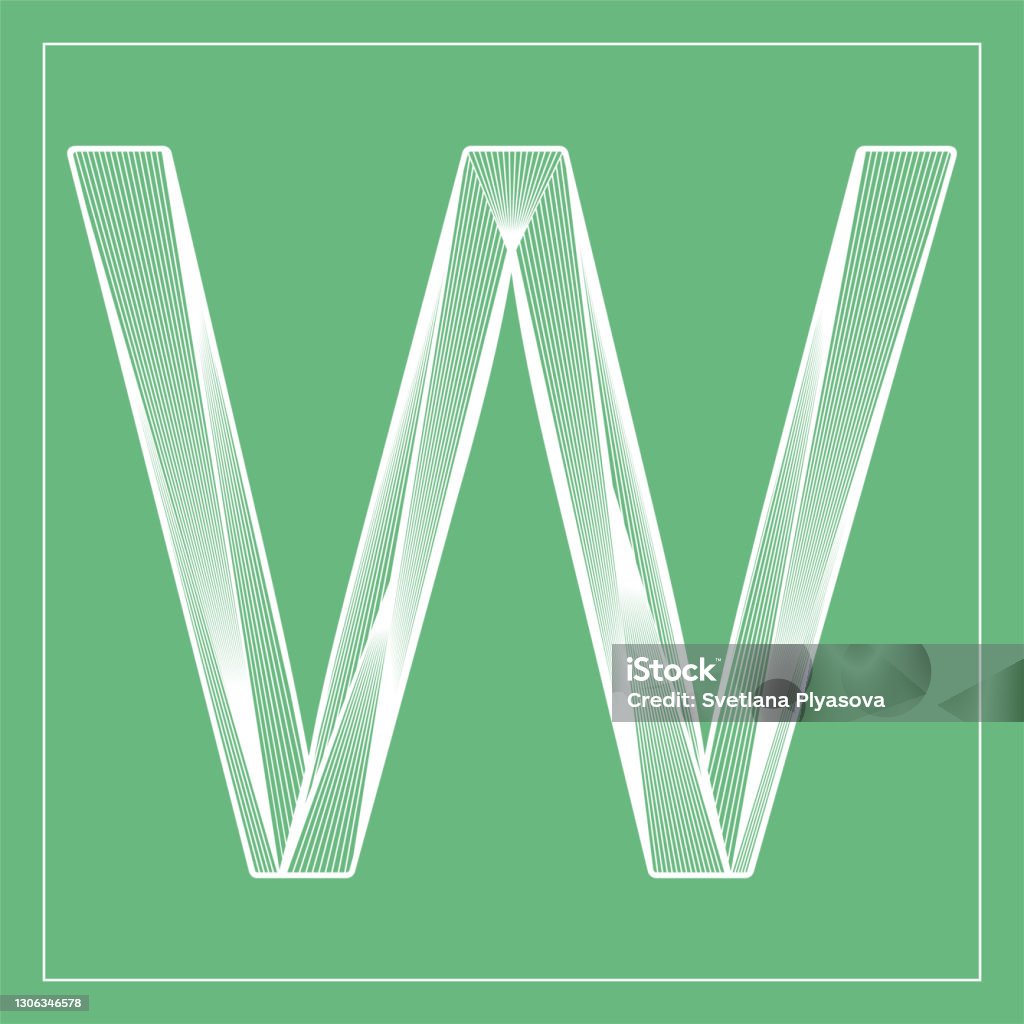 Decorative Vector Font Stylized Letter W Isolated Symbol On Green ...