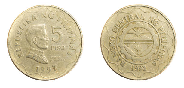 istock Philippines five piso coin on white isolated background 1306348942