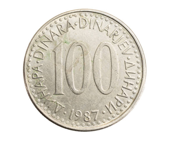 istock Yugoslavian one hundred dinar coin on white isolated background 1306349321