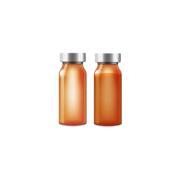 istock Medical ampoule with vaccine or medicine for injection a vector illustration. 1306350530