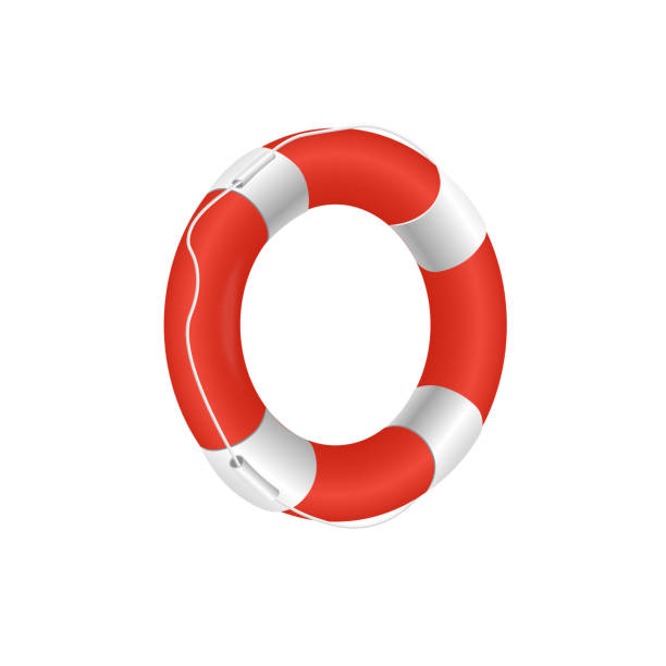istock Red life buoy, rescue belt, inflatable rubber ring for help drowning 1306351813