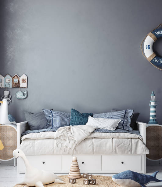 istock Cozy kids room interior background 1306351994