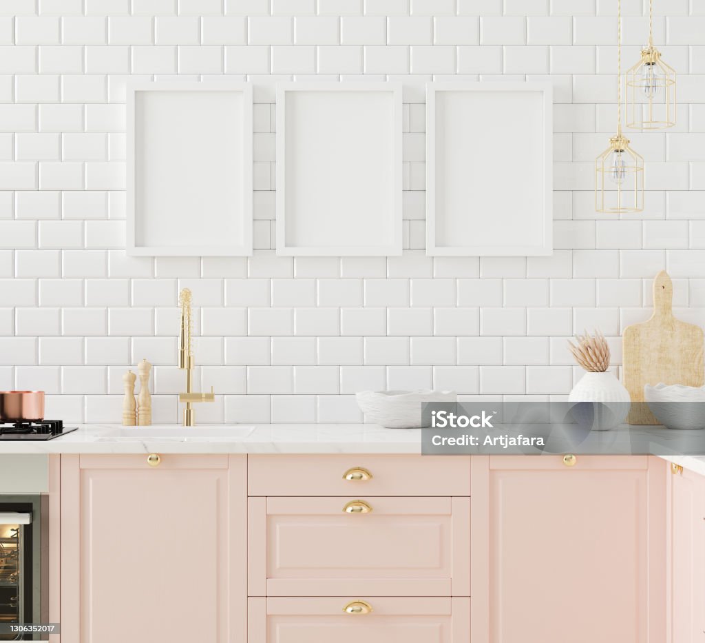 Mock up poster frame close-up in kitchen interior, American style Mock up poster frame close-up in kitchen interior, American style, 3d render Kitchen Stock Photo Mock up poster frame close-up in kitchen interior, American style Mock up poster frame close-up in kitchen interior, American style, 3d render Kitchen Stock Photo