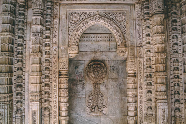 View of the ancient carvings inside the Uparkot fort View of the ancient carvings inside the Uparkot fort junagadh stock pictures, royalty-free photos & images