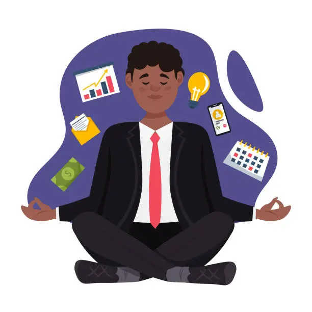 Vector illustration of Meditating Businessman