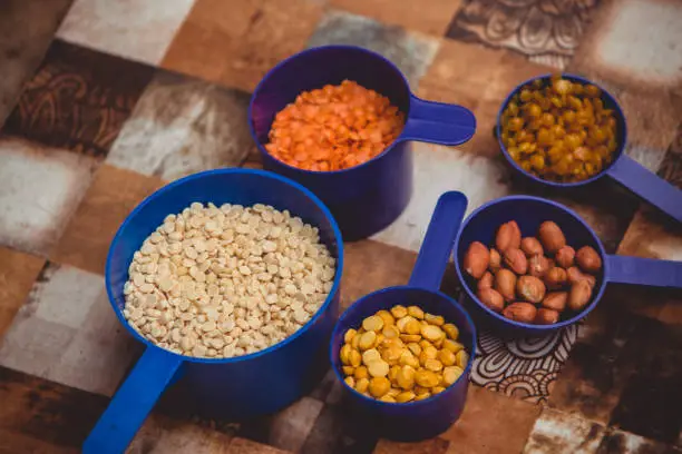 Photo of Closeup shot of the grains in the plastic scoops