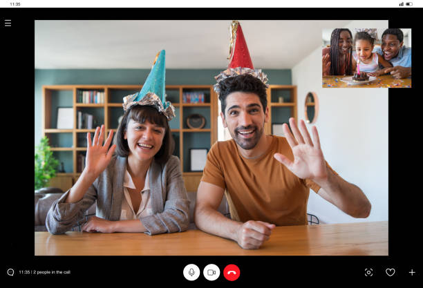 istock Couple celebrating birthday from home. 1306367025