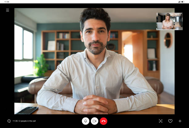 istock Business man on a work video call from home. 1306367027
