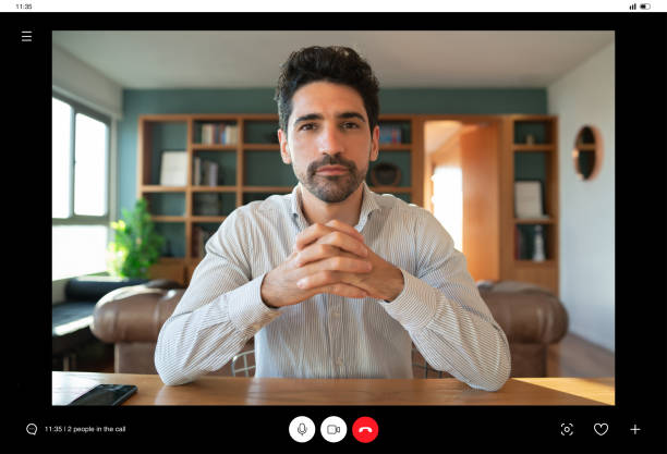 istock Business man on a work video call from home. 1306367037