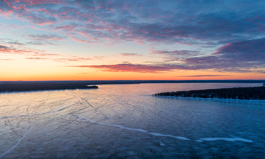 Higgins Lake Frozen Sunrise , Higgins Lake, Roscommon, Michigan