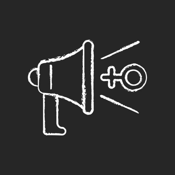 istock Feminist advocacy chalk white icon on black background 1306372313