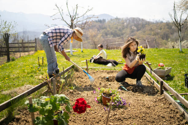 istock Happy family gardening 1306373883