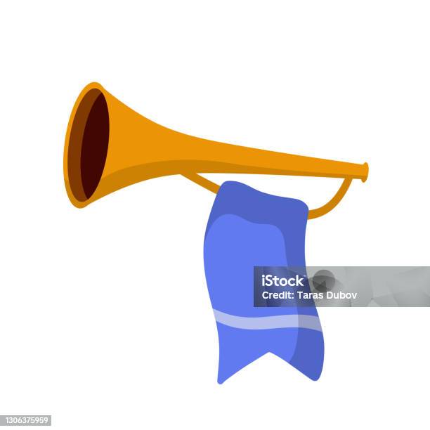 Trompete Musikinstrument Goldenes Horn Mit Flagge Sound Und Melodie Flache  Cartoonillustration Feierliches Ereignis Element Der Feier Und  Auszeichnungen Stock Vektor Art und mehr Bilder von Alt - iStock