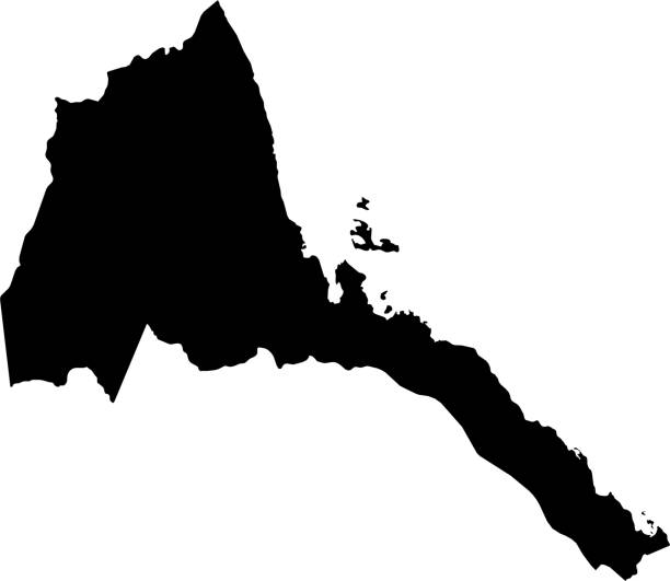 Black map of the State of Eritrea Simple black vector map of the State of Eritrea silhouette of a eritrea stock illustrations