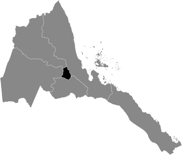 Location map of the Central region of the State of Eritrea Black highlighted location map of the Eritrean Central region inside gray map of the State of Eritrea silhouette of a eritrea stock illustrations