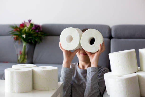 istock Child, playing with toilet paper 1306381274