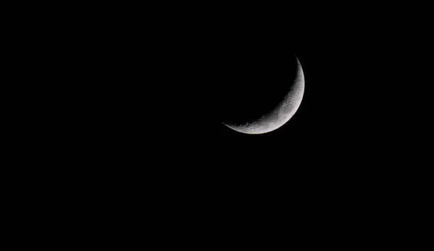 An shoot of a beautiful waxing crescent moon