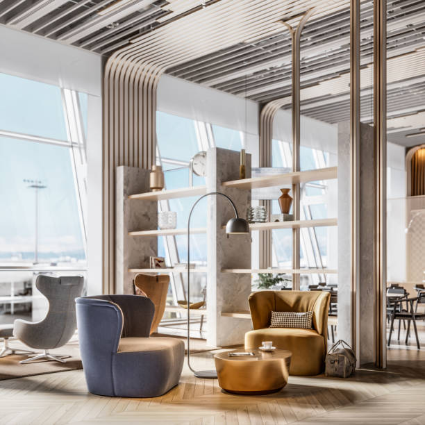 istock Digitally generated image of executive airport lounge 1306386587