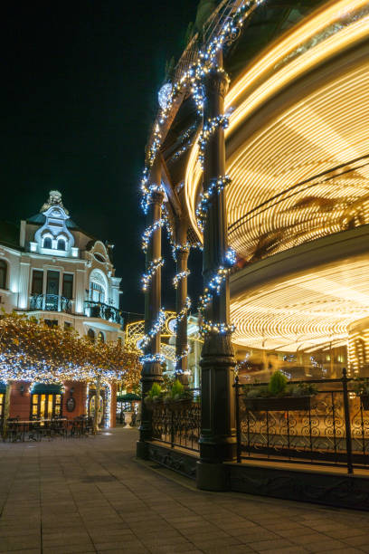 istock Long exposure of a carousel at night 1306388593