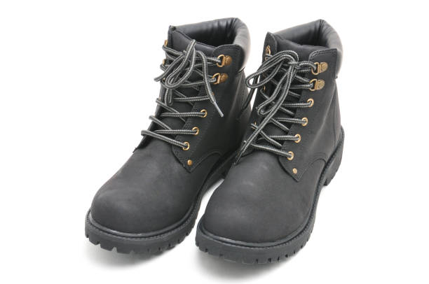 istock Suede boots with thick soles on a white background 1306392120