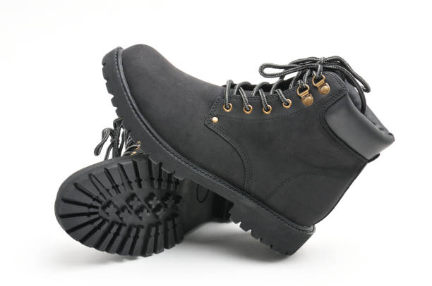 istock Suede boots with thick soles on a white background 1306392132