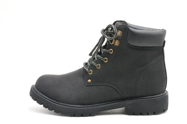 istock Suede boots with thick soles on a white background 1306392134