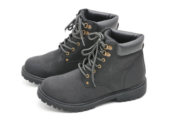 istock Suede boots with thick soles on a white background 1306392143