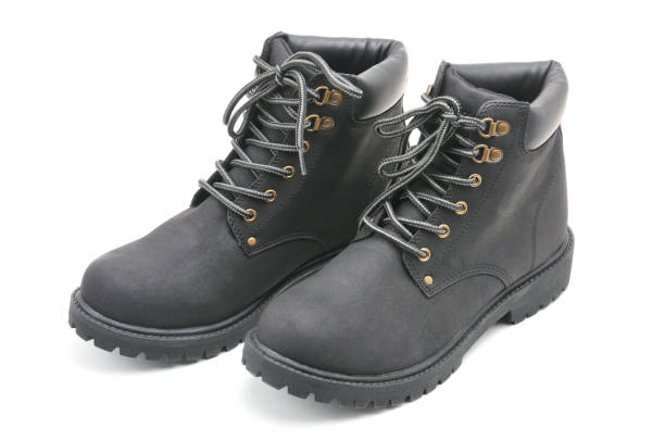 istock Suede boots with thick soles on a white background 1306392166