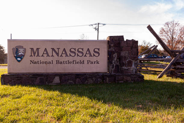 Virginia Manassas National Battlefield Park located at the site of the bloody Bull Run battles stock photo