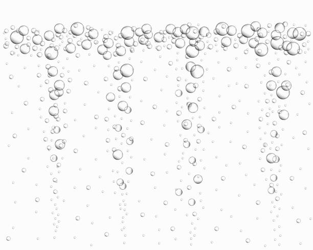 istock Underwater air bubbles background. Fizzy drink, carbonated water, soda, lemonade, champagne, beer, sparkling wine. Water stream in ocean, sea or aquarium. Vector realistic illustration 1306400632