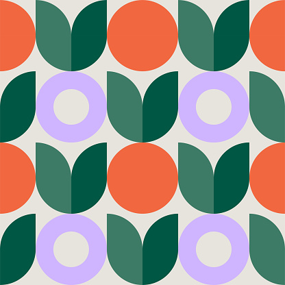 Colorful seamless repeat pattern with abstract minimalist geometric style