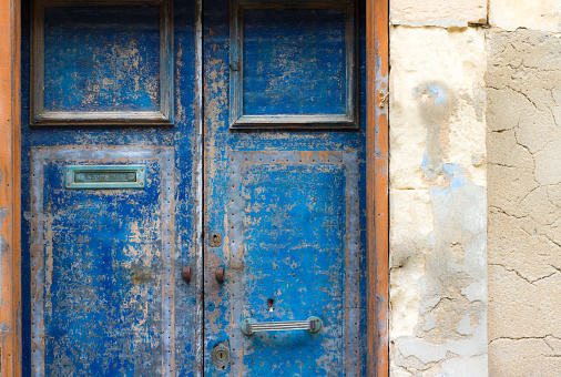 Ragusa Ibla, Sicily, Italy: Blue Tin Door Close-Up