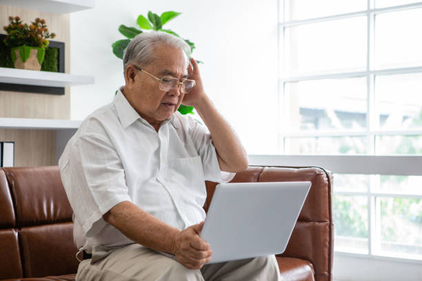 istock Senior man on online therapy 1306410415