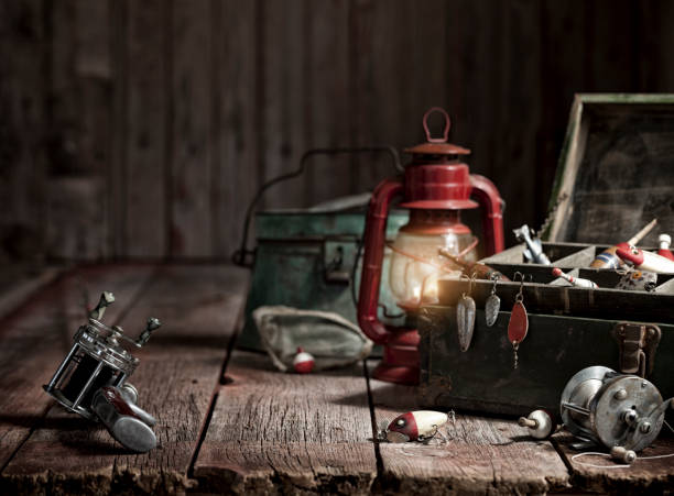 istock Vintage Fishing Tackle Background 1306414688