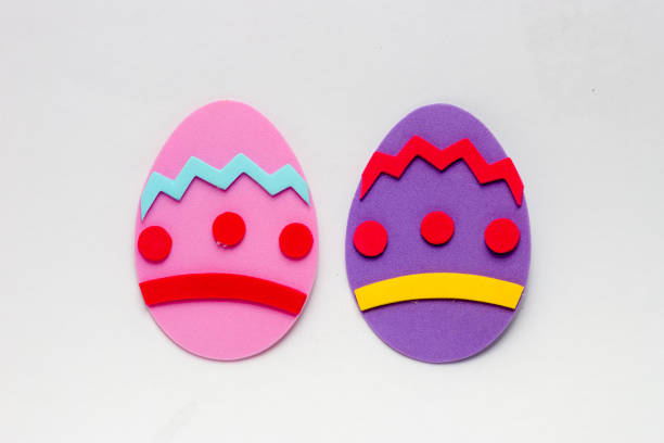 Foam egg in pink and purple color, used for Easter decoration in Rio de Janeiro.
