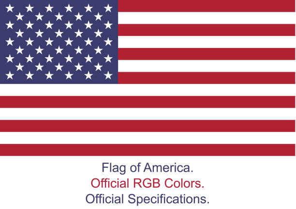 ilustraciones, imágenes clip art, dibujos animados e iconos de stock de bandera americana (colores y especificaciones oficiales rgb) - american flag
