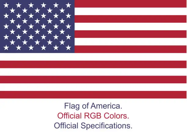 Vector illustration of American Flag (Official RGB Colors and Specifications)