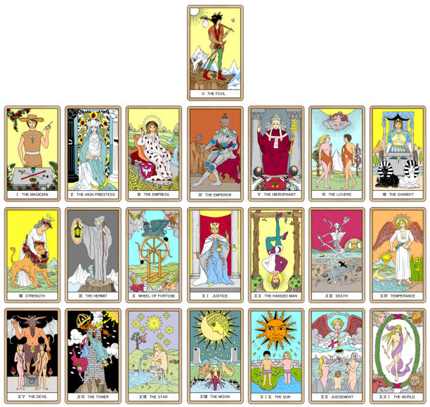 Set of 22 tarot major arcana illustrations. Set of 22 tarot major arcana illustrations. tarot cards illustrations stock illustrations