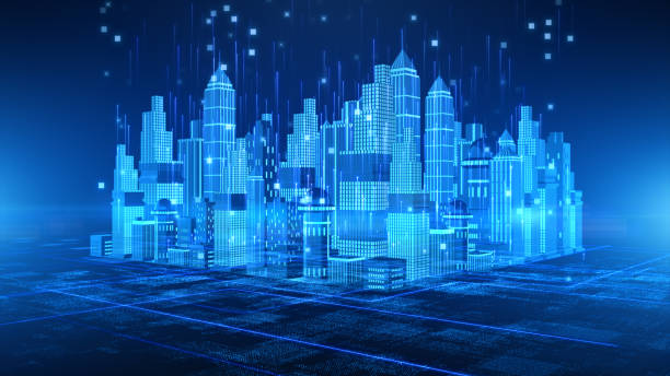 istock Smart City with technology 5g communication. Futuristic digital data network connected. Internet of things background concept 1306421033
