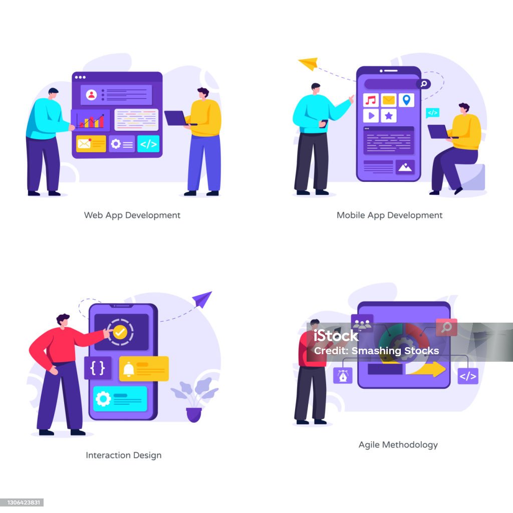 Web And Apps Design Flat Illustration Vectors Stock Illustration ...