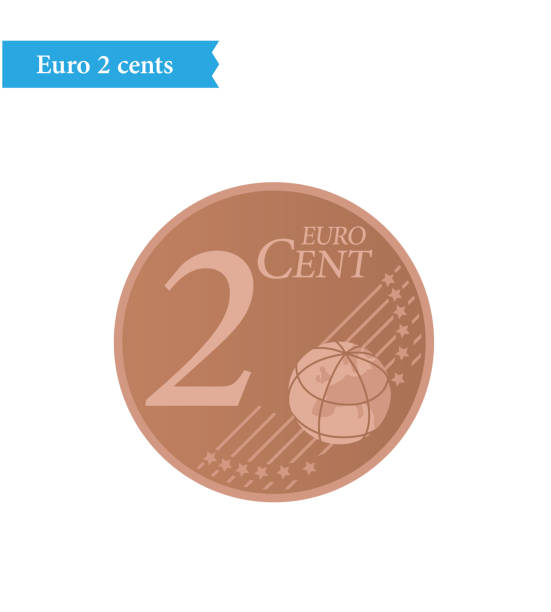 ilustraciones, imágenes clip art, dibujos animados e iconos de stock de euro moneda moneda 2 centavos ilustración vectorial - coin euro symbol european union currency gold