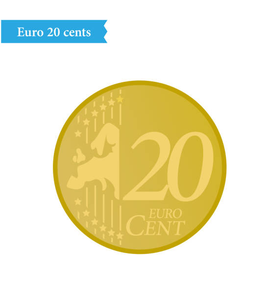 ilustraciones, imágenes clip art, dibujos animados e iconos de stock de euro moneda moneda 10 centavos vector ilustración vectorial - coin euro symbol european union currency gold