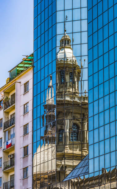 istock Reflection Metropolitan Cathedral Glass Buildings Santiago Chile 1306430351