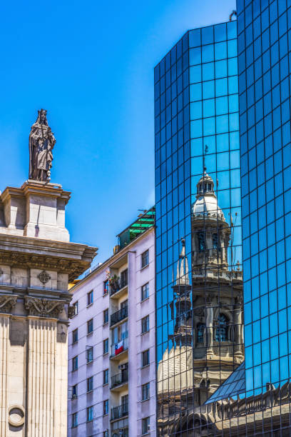 istock Reflection Metropolitan Cathedral Glass Buildings Santiago Chile 1306430380