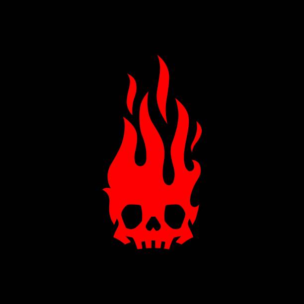 ilustrações, clipart, desenhos animados e ícones de ilustração do ícone do vetor de chama do crânio de fogo - inferno fire flame skull