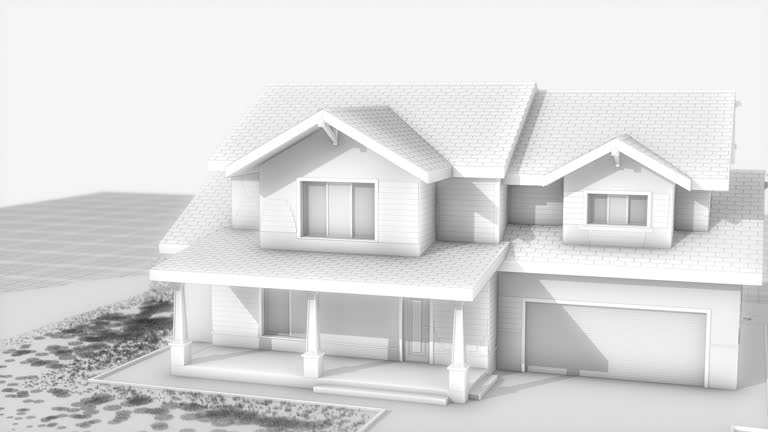 From drawing to house. 3D rendering.